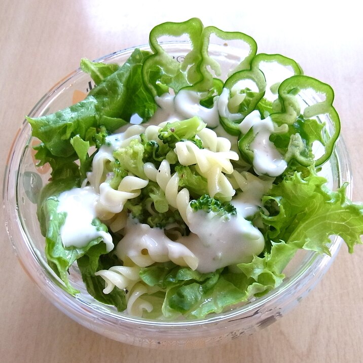 マカロニと緑野菜のヨーグルトドレッシングサラダ